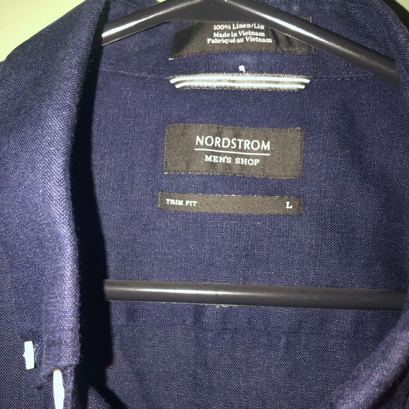 Nordstrom Men's Shop Solid Linen Short Sleeve - Picture 2 of 6